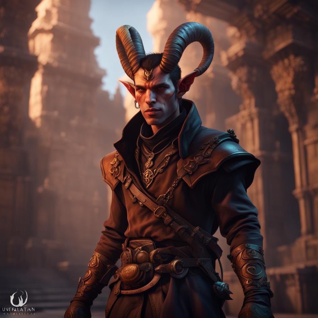 Tiefling Rogue: Detailed Fantasy Art in 8k