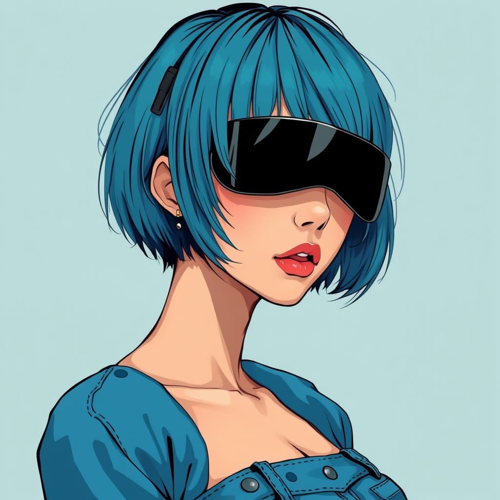 Cyberpunk Woman with Visor in Anime Style