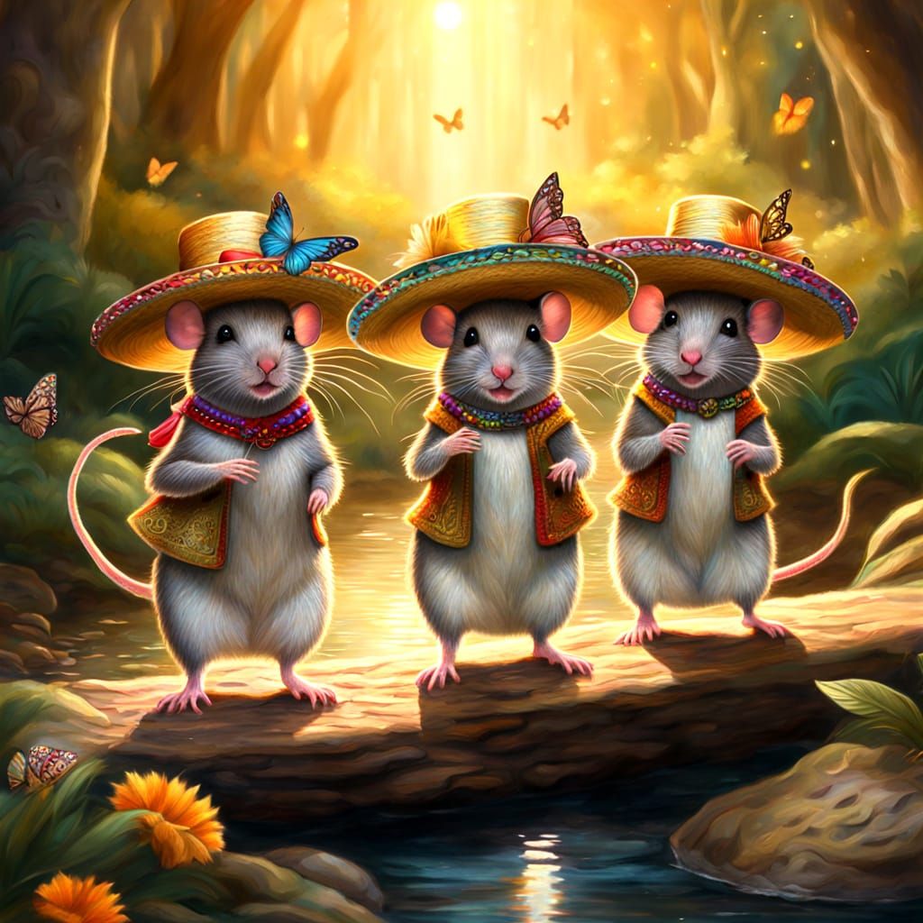 Mice in Sombreros: Whimsical Fantasy Art