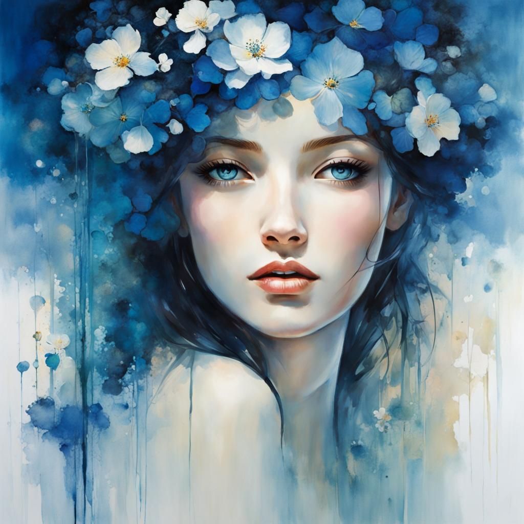 Botanical Water Reflections in Art Brut Style