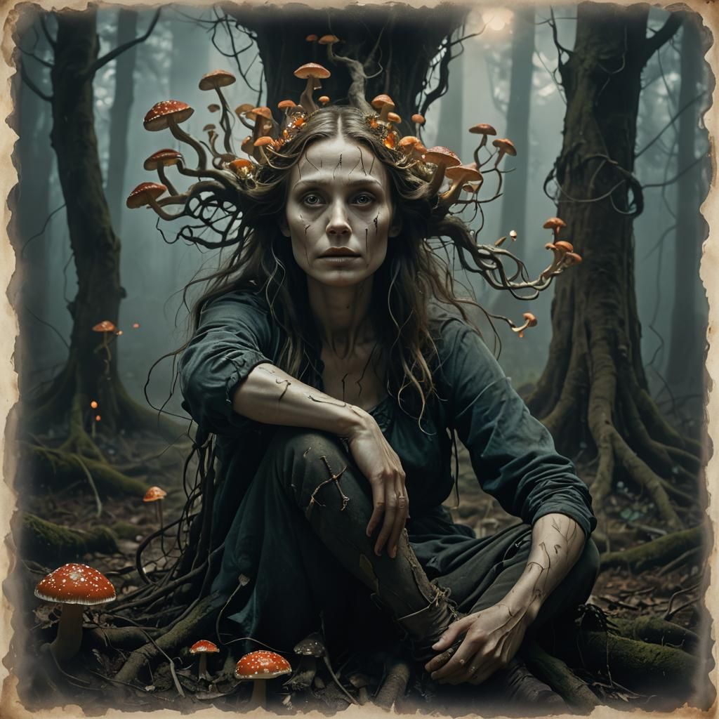 Surreal Goddess of Madness in a Dark, Twisted Realm