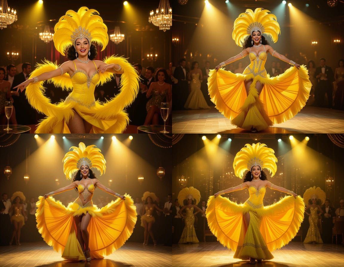 Dazzling Showgirl Dances at the Copacabana Nightclub