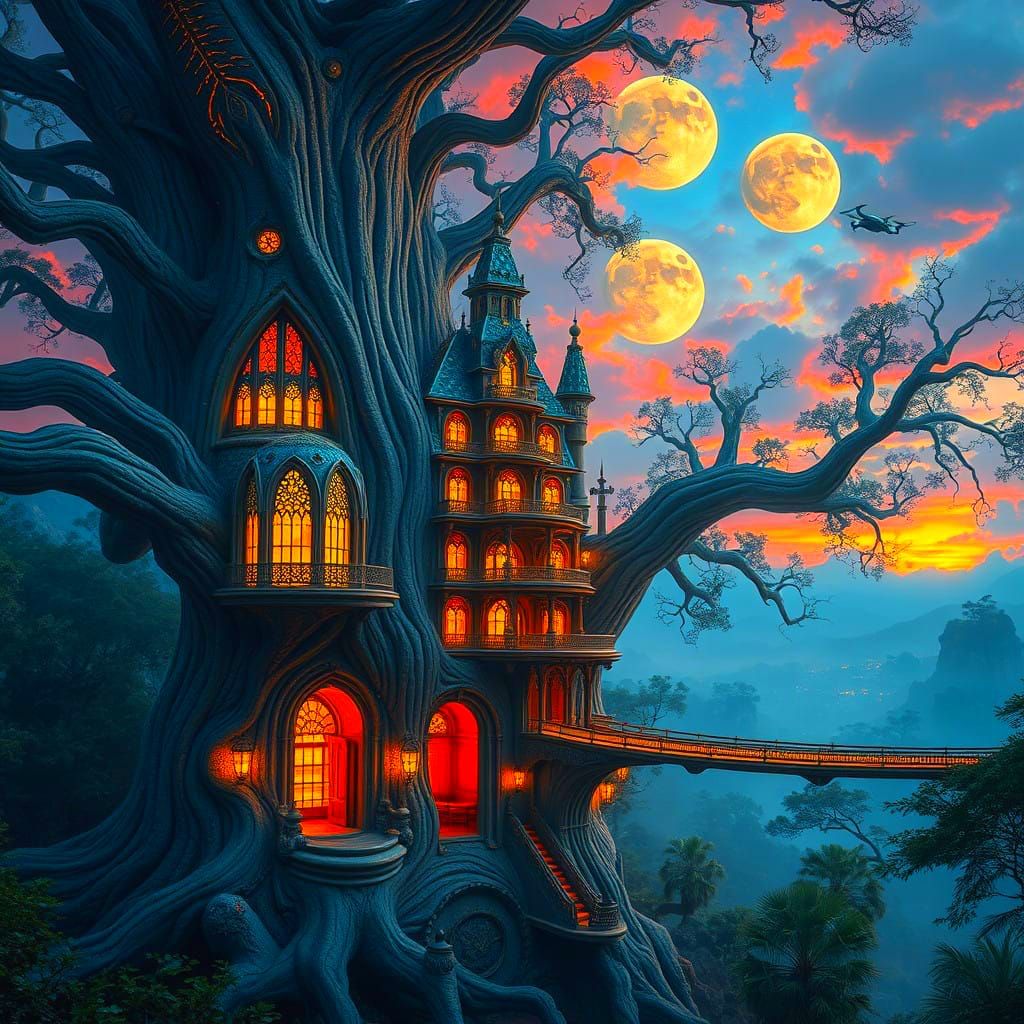 Techno-Treehaven of Twin Moons