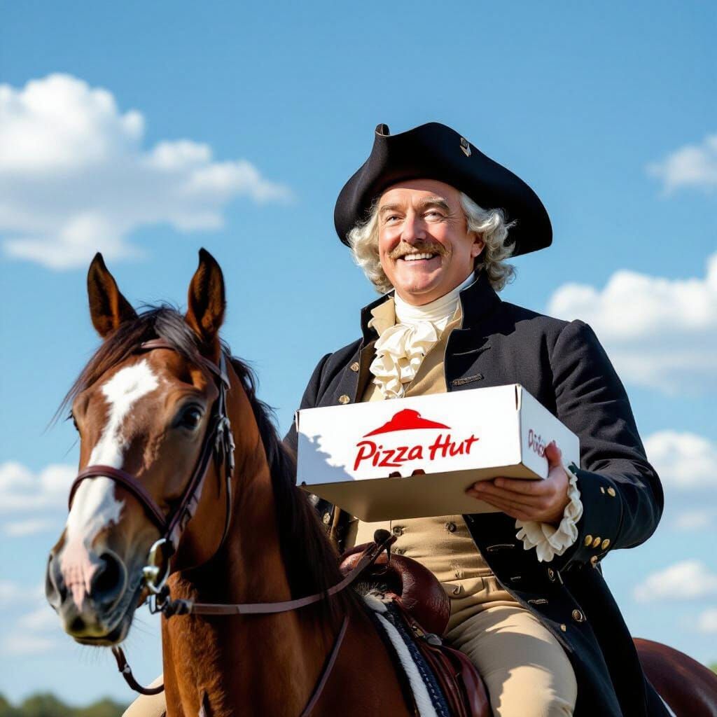 Benjamin Franklin's Joyful Ride with Pizza