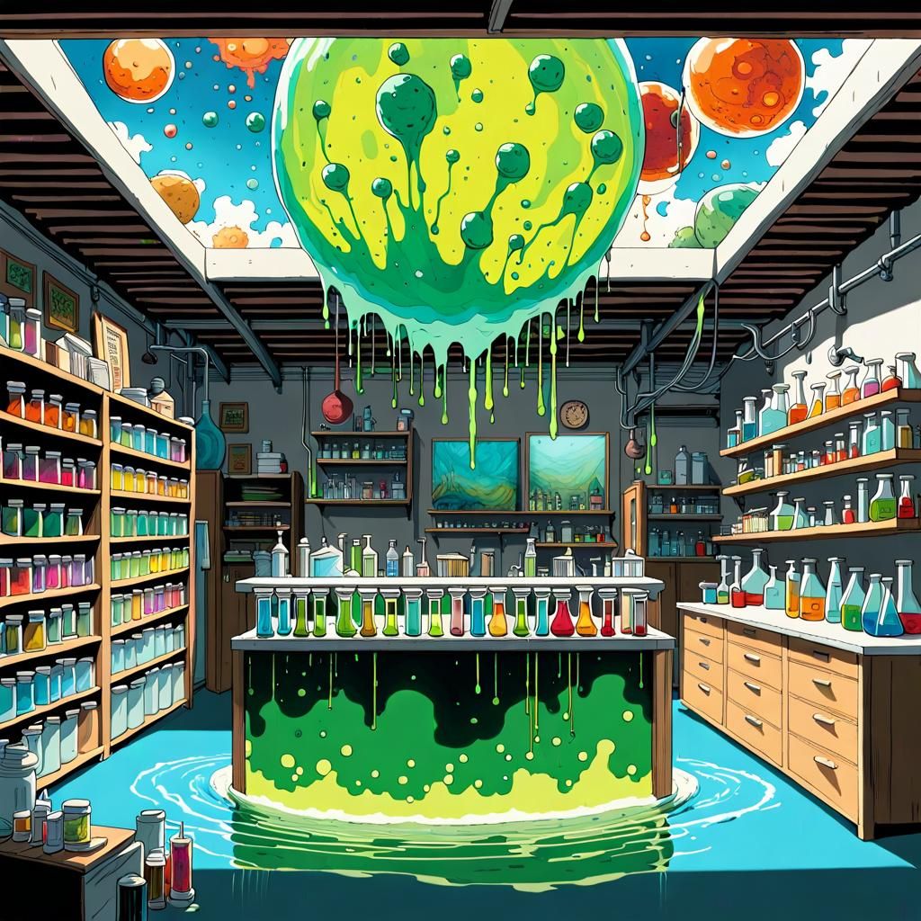 Rick and Morty Swim in Garage: Renaissance Painting