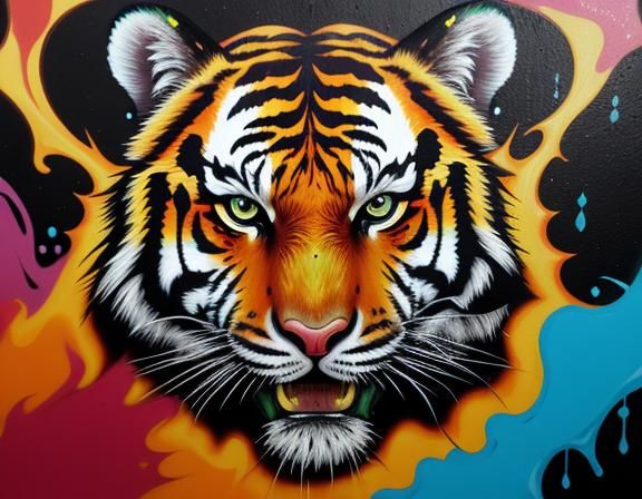 Bengal Tiger in Vibrant Street Art Style