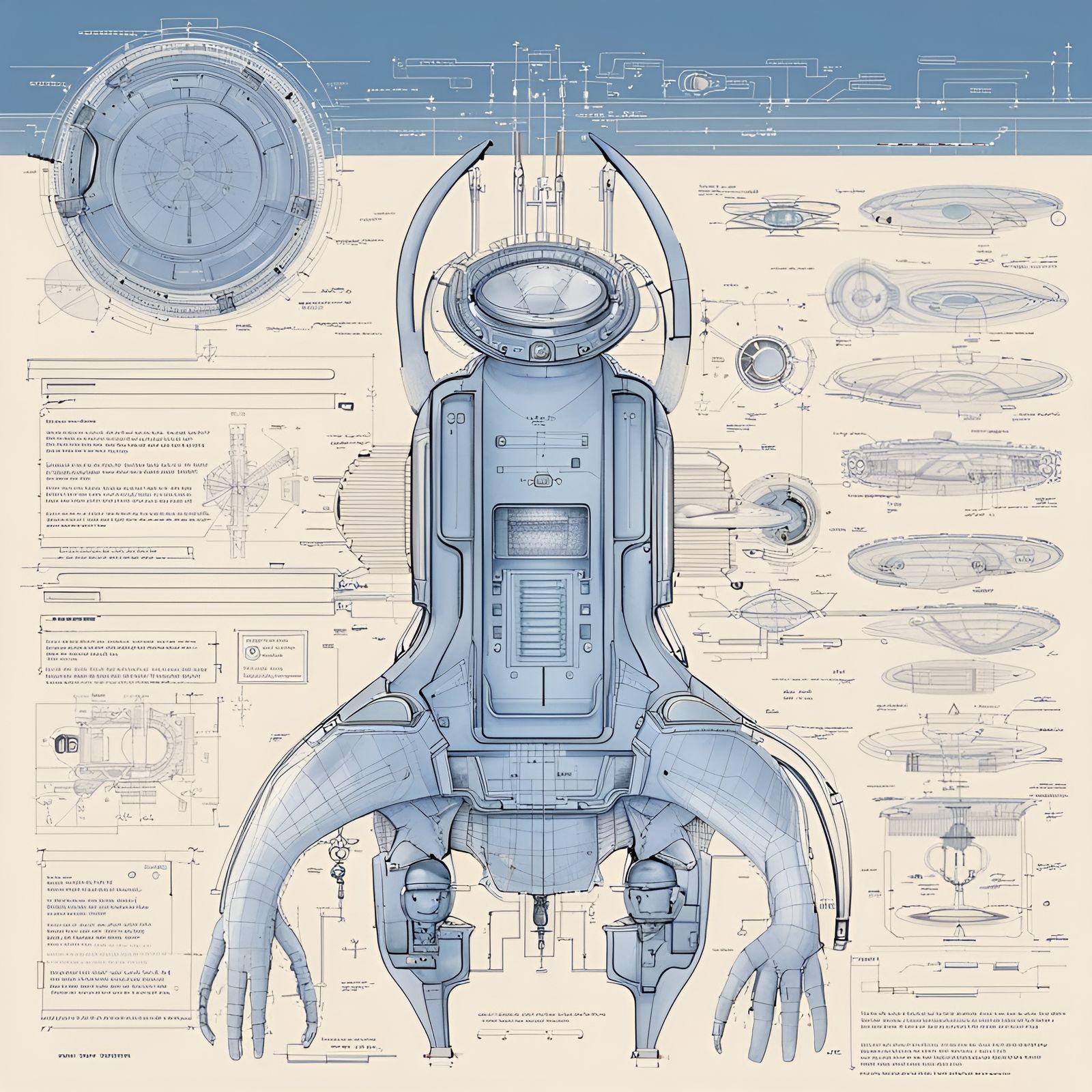 Alien Technology Schematics: Detailed Blueprint Illustration