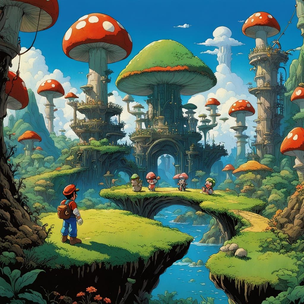 Mario in Vibrant Mushroom Kingdom