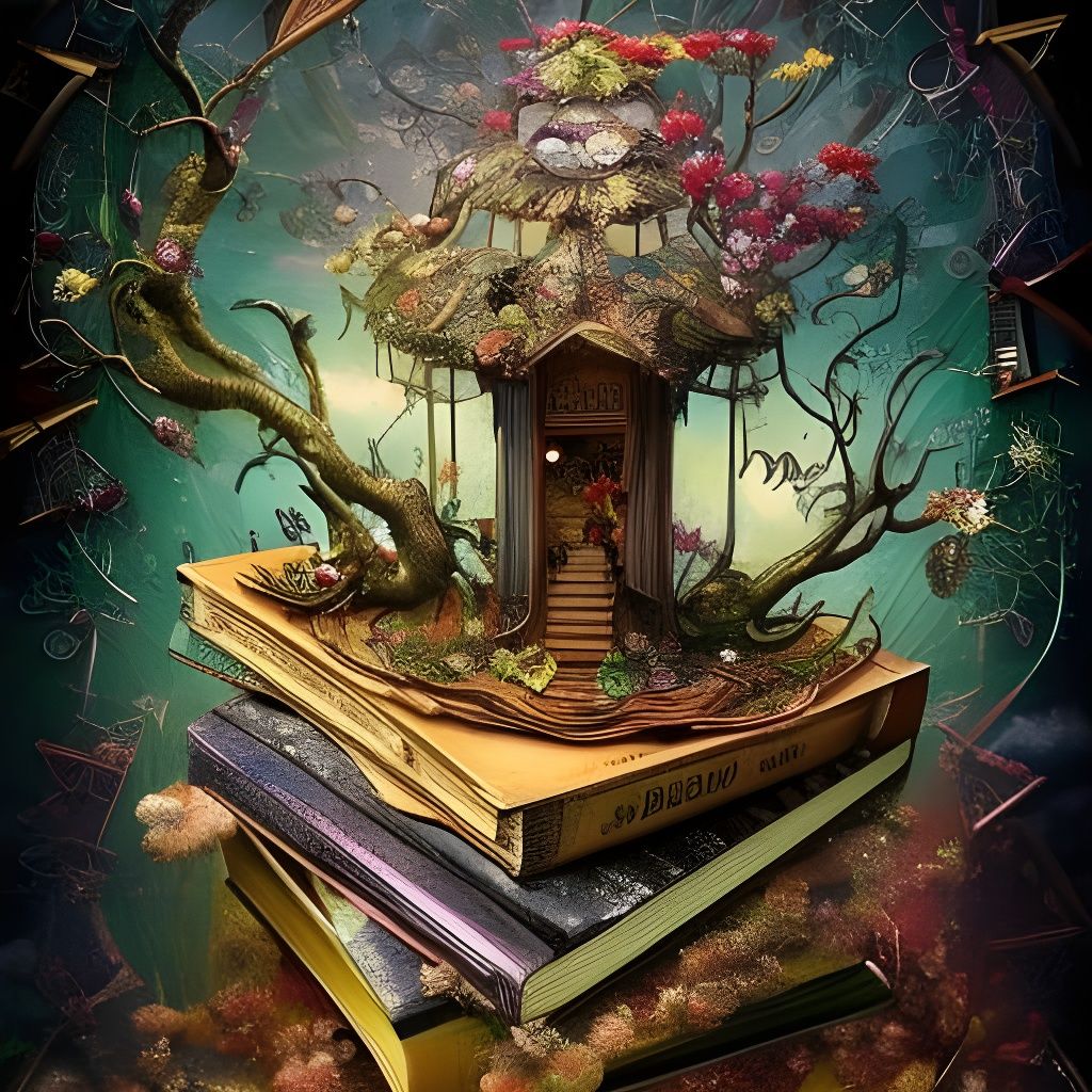 Clockpunk Crystal Bonsai Bookshop Library in Acrylic