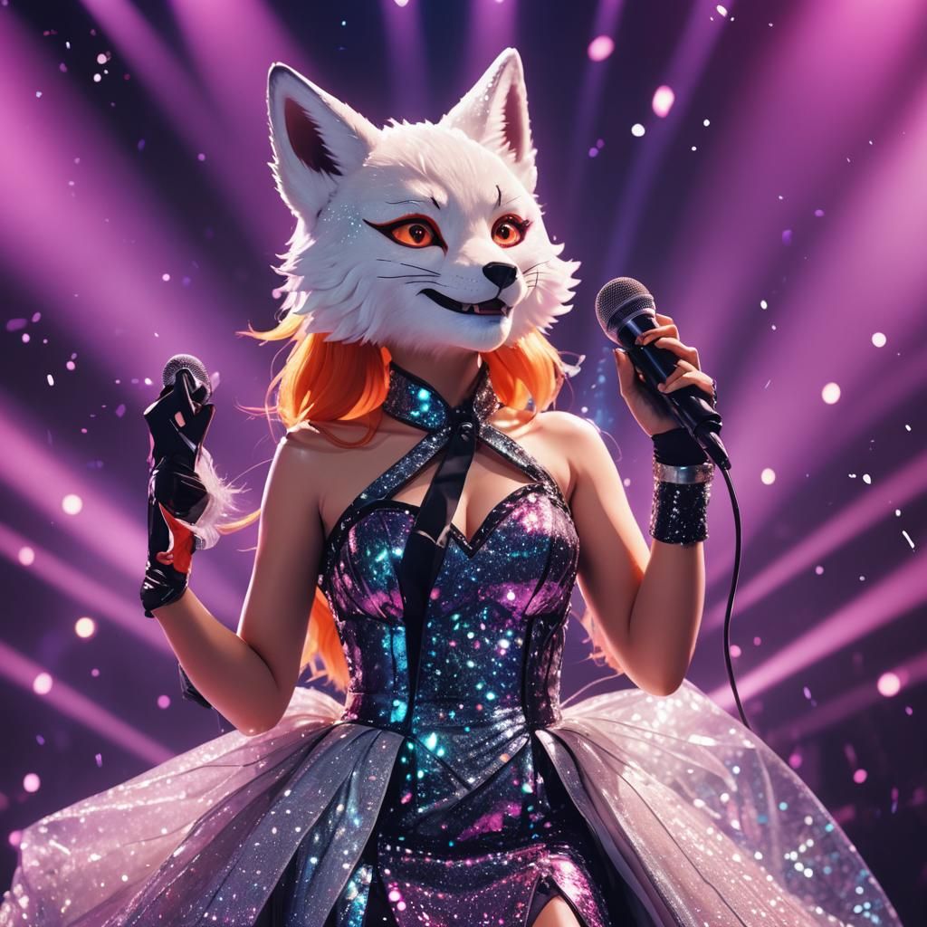 Kitsune Popstar Portrait in Anime Manga Style