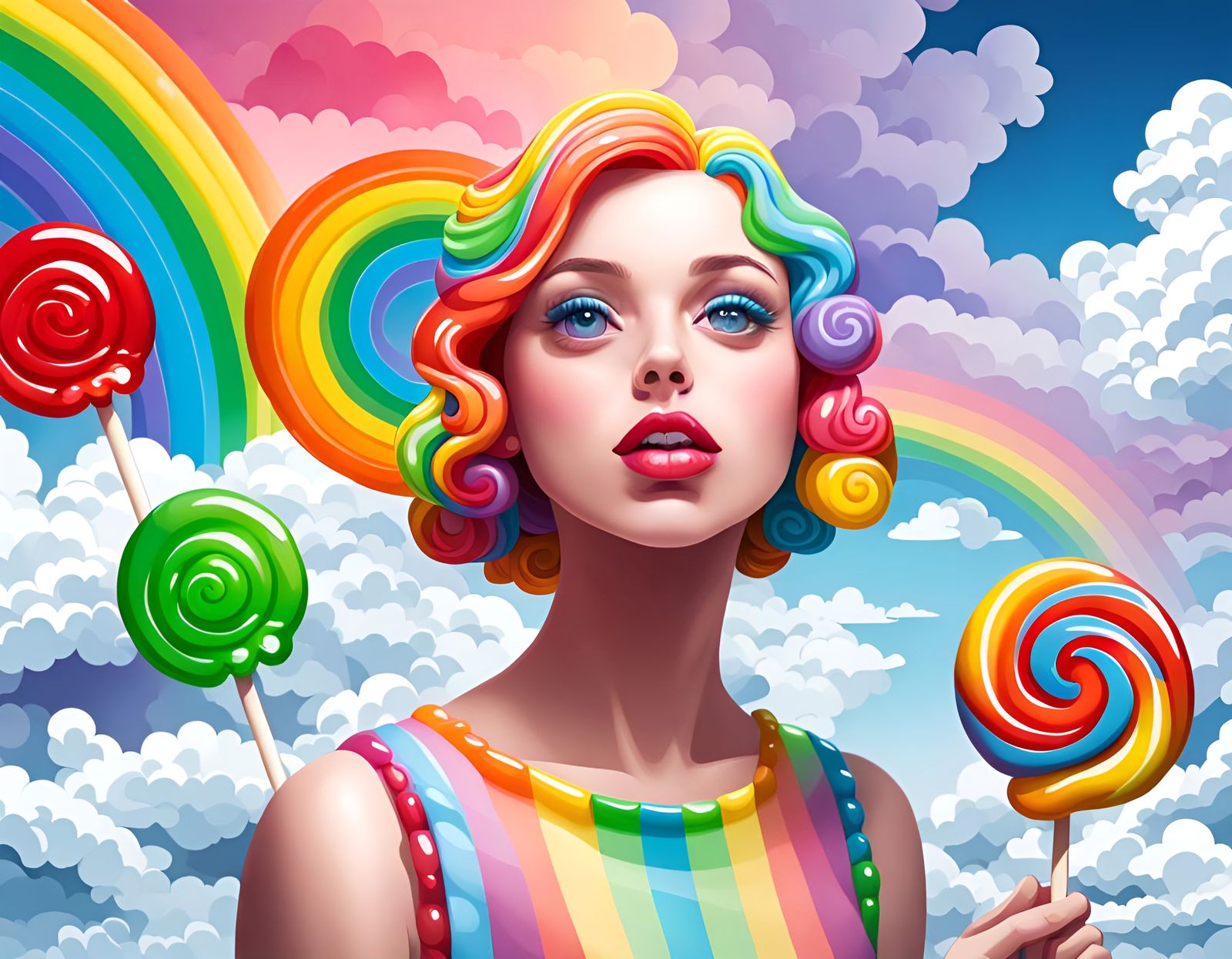 Rainbow Gummy Woman in Lollipop Wonderland