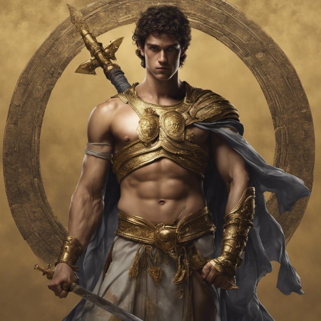 Hebe's Son with Golden Sword: Fantasy Concept Art