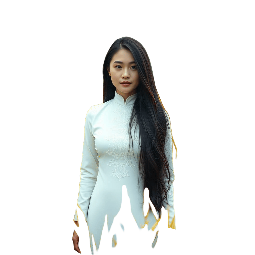 Vietnamese Woman in Rice Field, Hyperrealistic Style