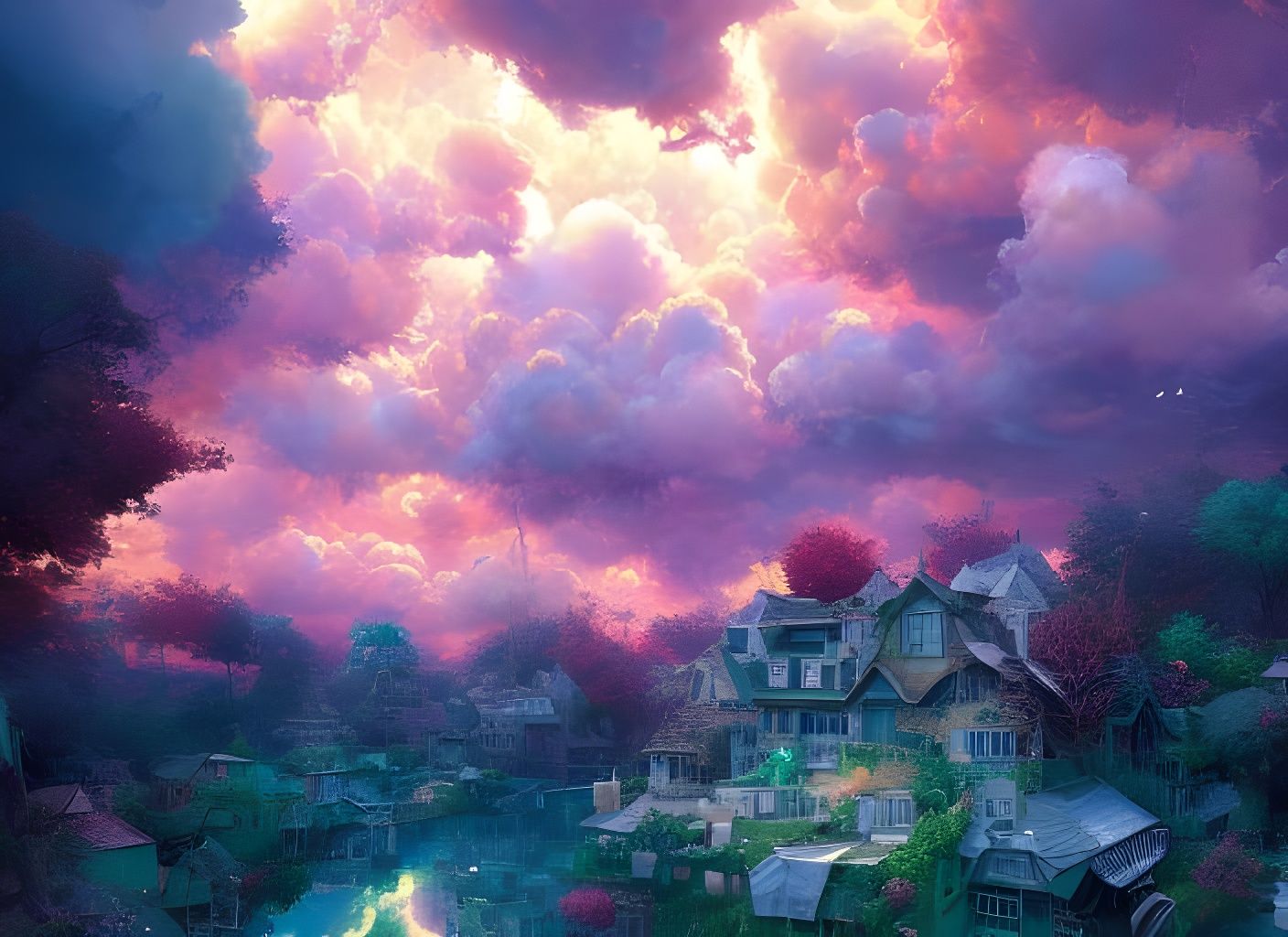 Fruit Fantasy Landscape in Digital Illustration Style