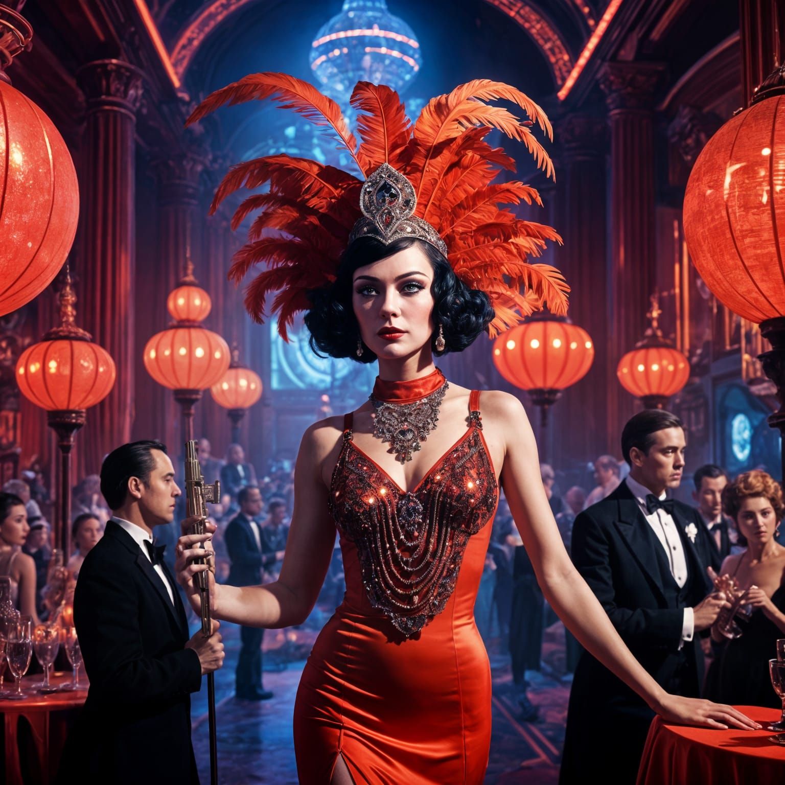 Epic 1930s Nightclub Scene in Scarlet Dawn