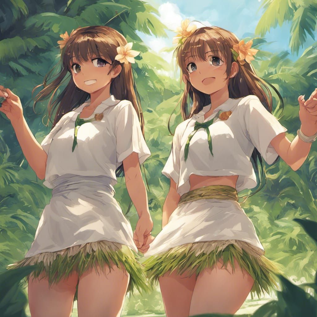 Hula Dancers in Anime Style