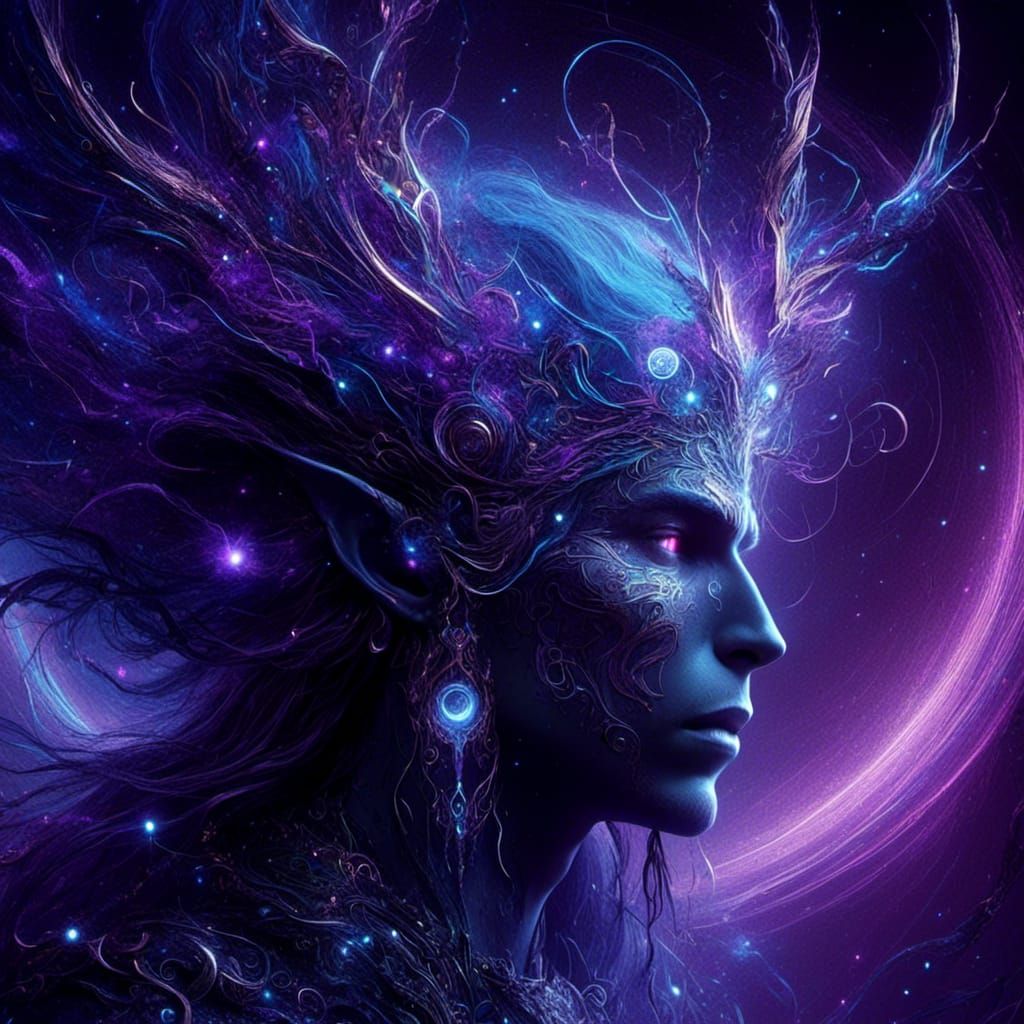 Saturn Personified: A Cosmic Portrait in Concept Art