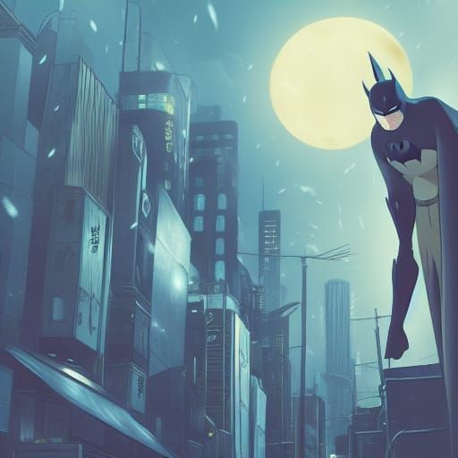Batman in Studio Ghibli Anime Style