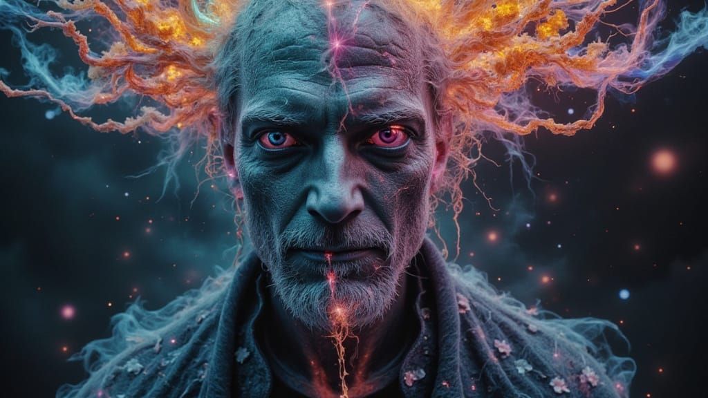 Gothic Fractal Man in Vaporous X-Ray Art