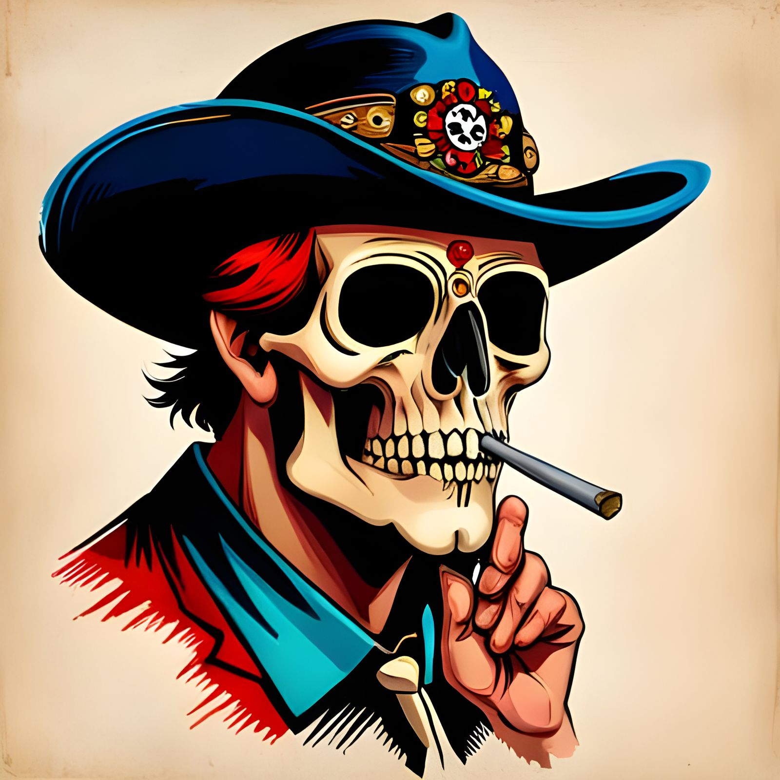 Smoking Skull in Piratepunk Style, 8K Resolution