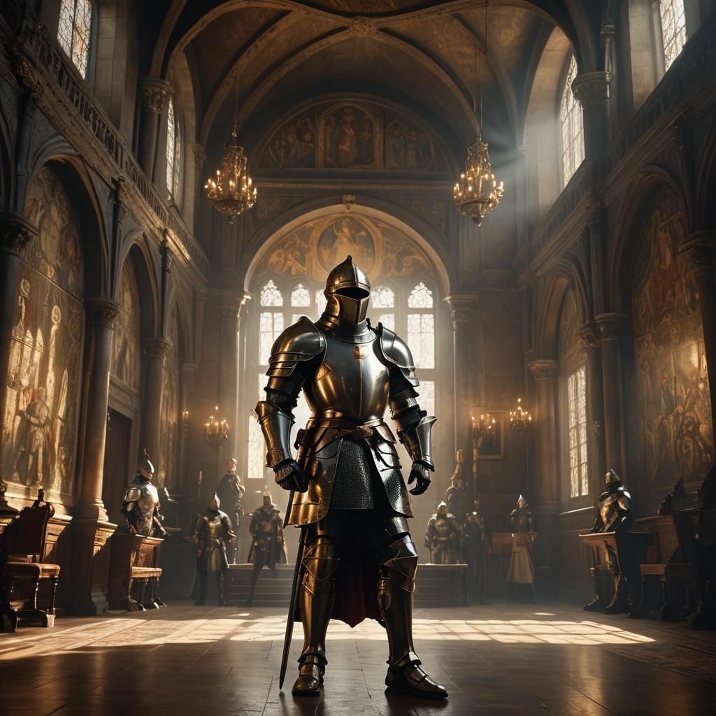 Knight in Grand Hall: Mannerist Digital Matte Painting