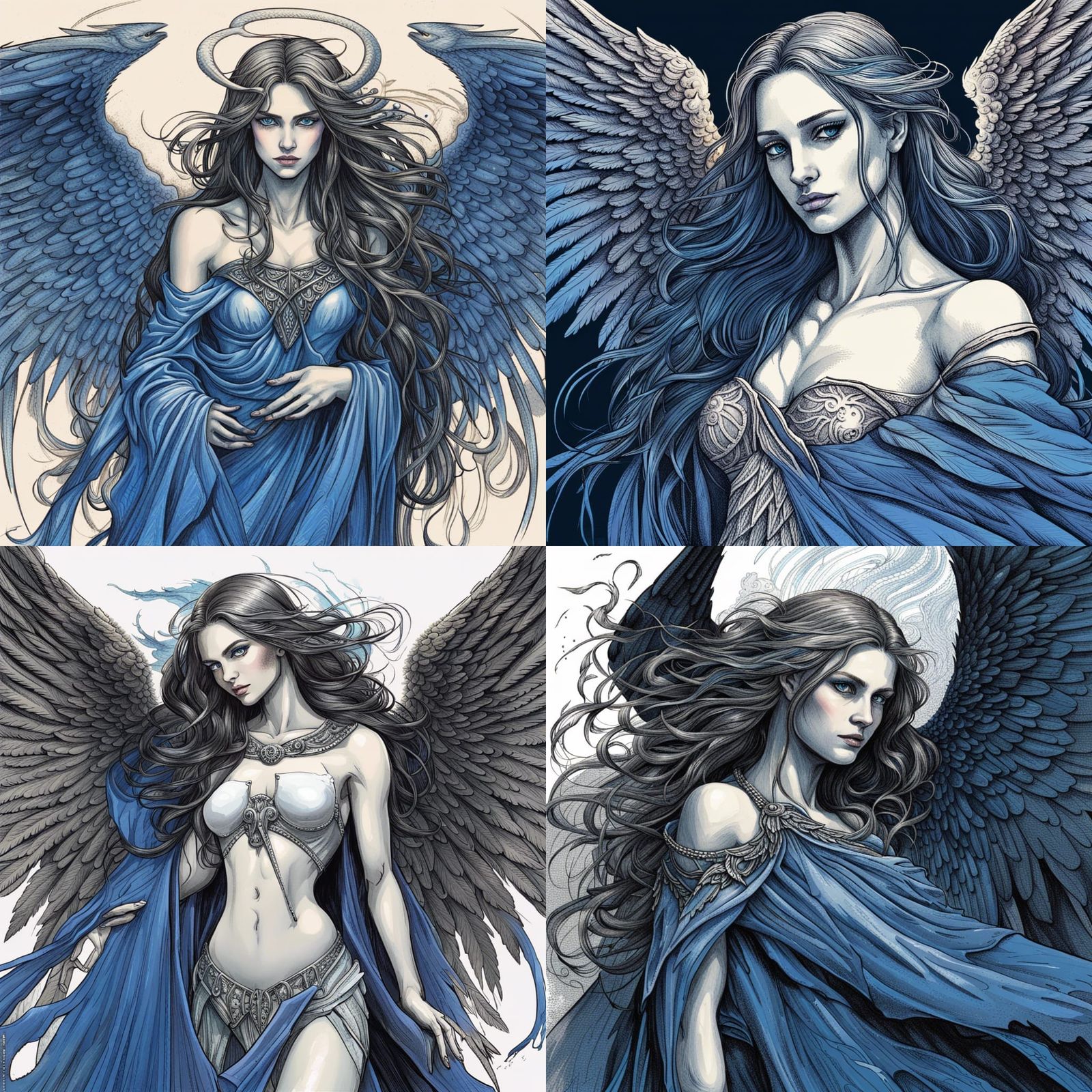 Fallen Angel with Broken Sword in Art Nouveau Style