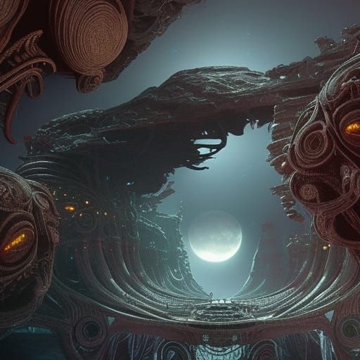 Visually Stunning Alien Moon Cityscape