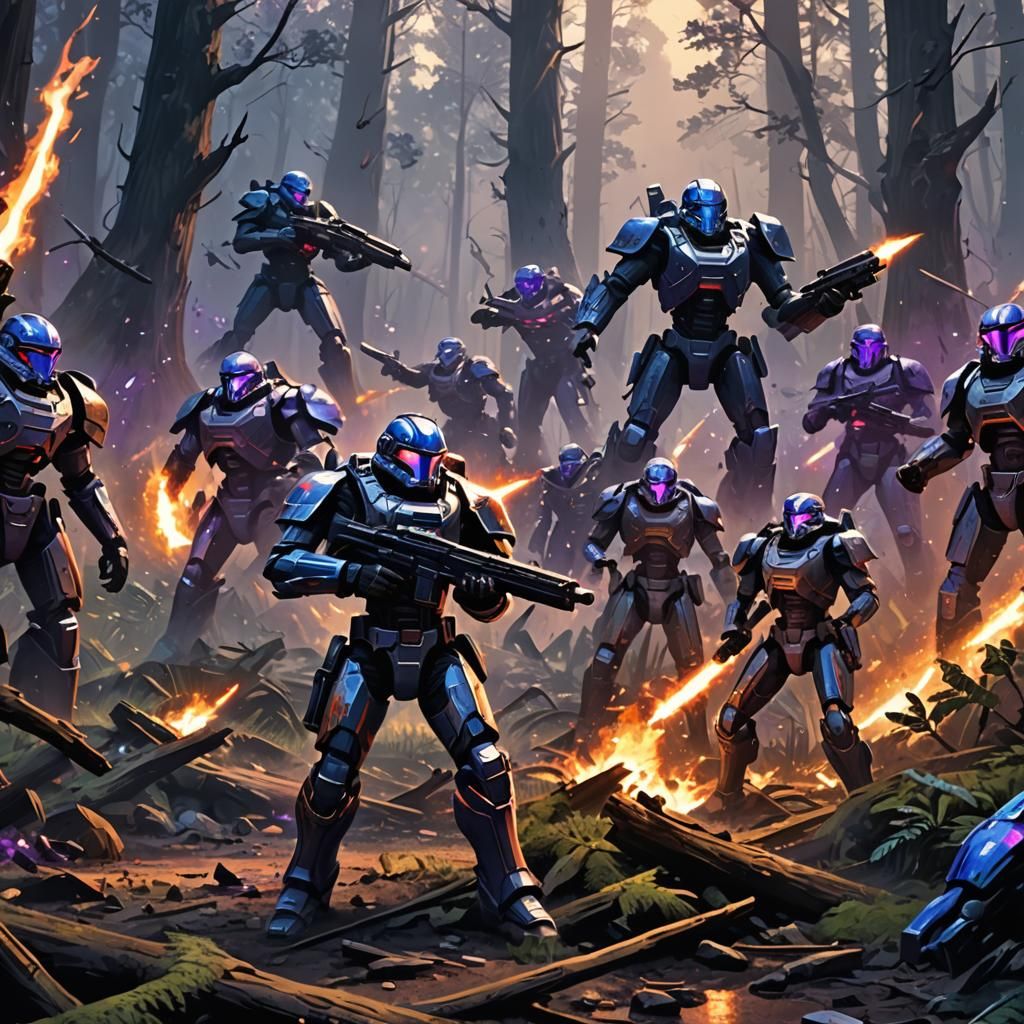 Rebels Clash with Drones in Mystical Forest