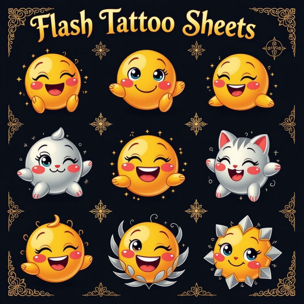 Flash Tattoo Sheets in Chinese Painting Style
