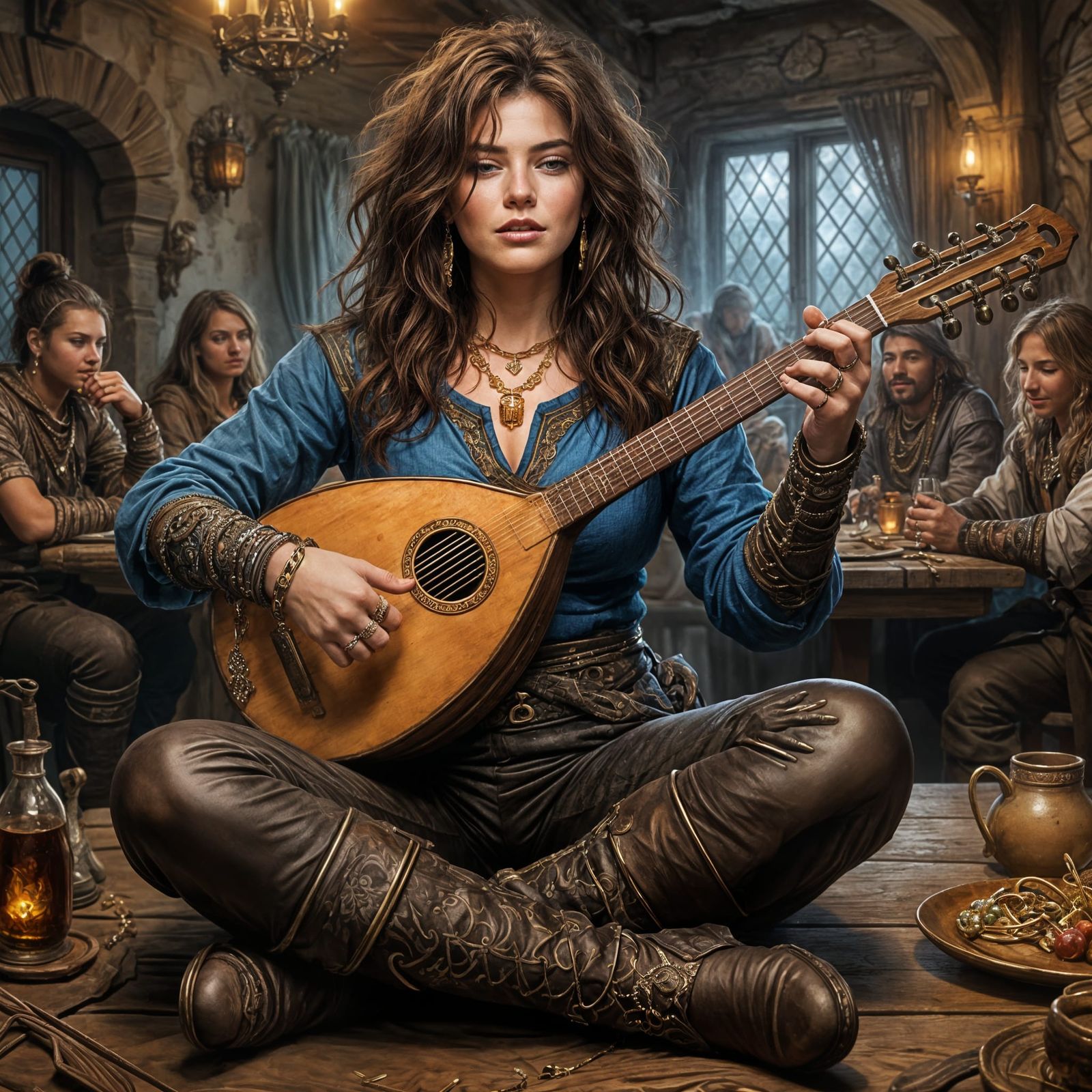 Sensual Bard Illustration in Luis Royo Style