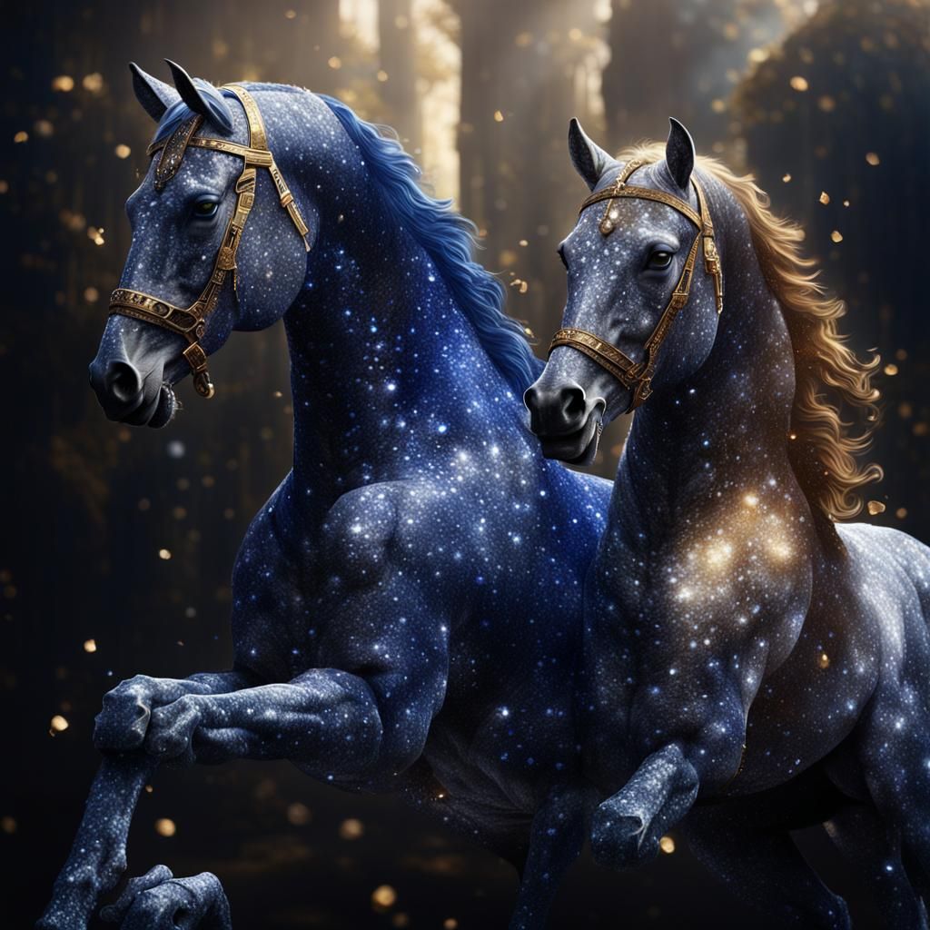 Diamond and Sapphire Horses: Digital Matte Painting