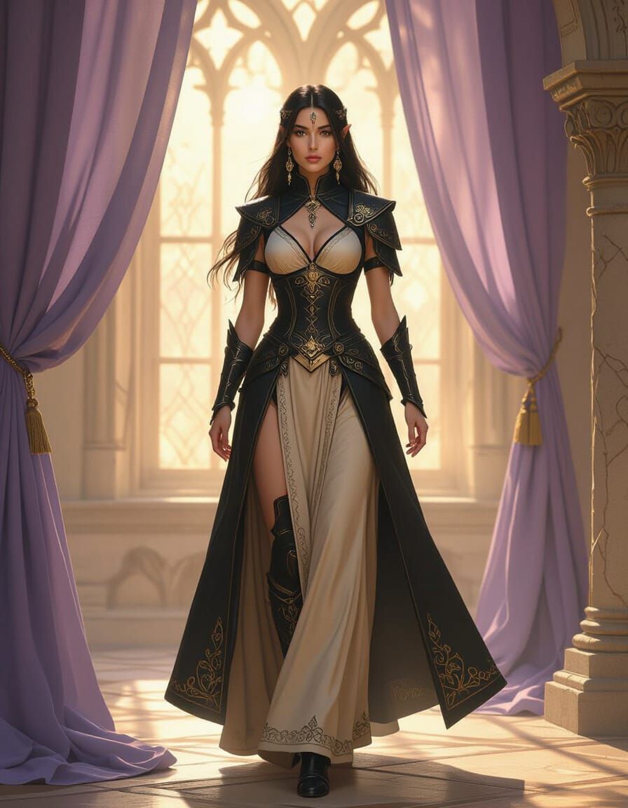 Ethereal Fae in Ancient Castle, Pre-Raphaelite Style