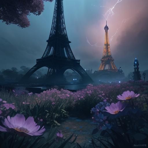 Eiffel Tower Transformed by Mystical Vines in Fantasy Art