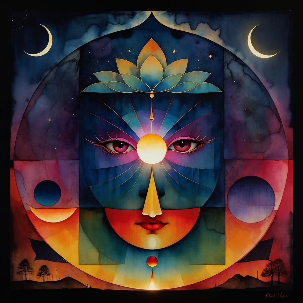 Mystical Lotus Goddess with Birds in Surreal Style