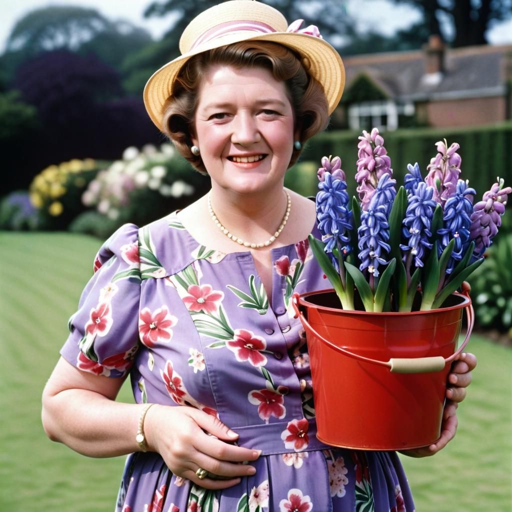 Hyacinth Bucket holding a Hyacinth Bucket