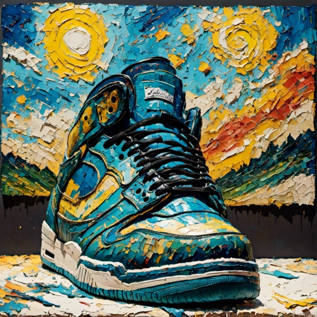 Shoe Art Impasto Van Gogh Style