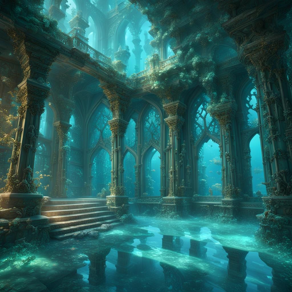 Crystal Shell Underwater Castle in Deep Color