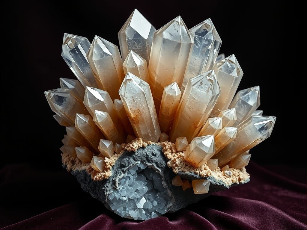 Elegant Smoky Quartz Druse on Velvet Background in Museum St...