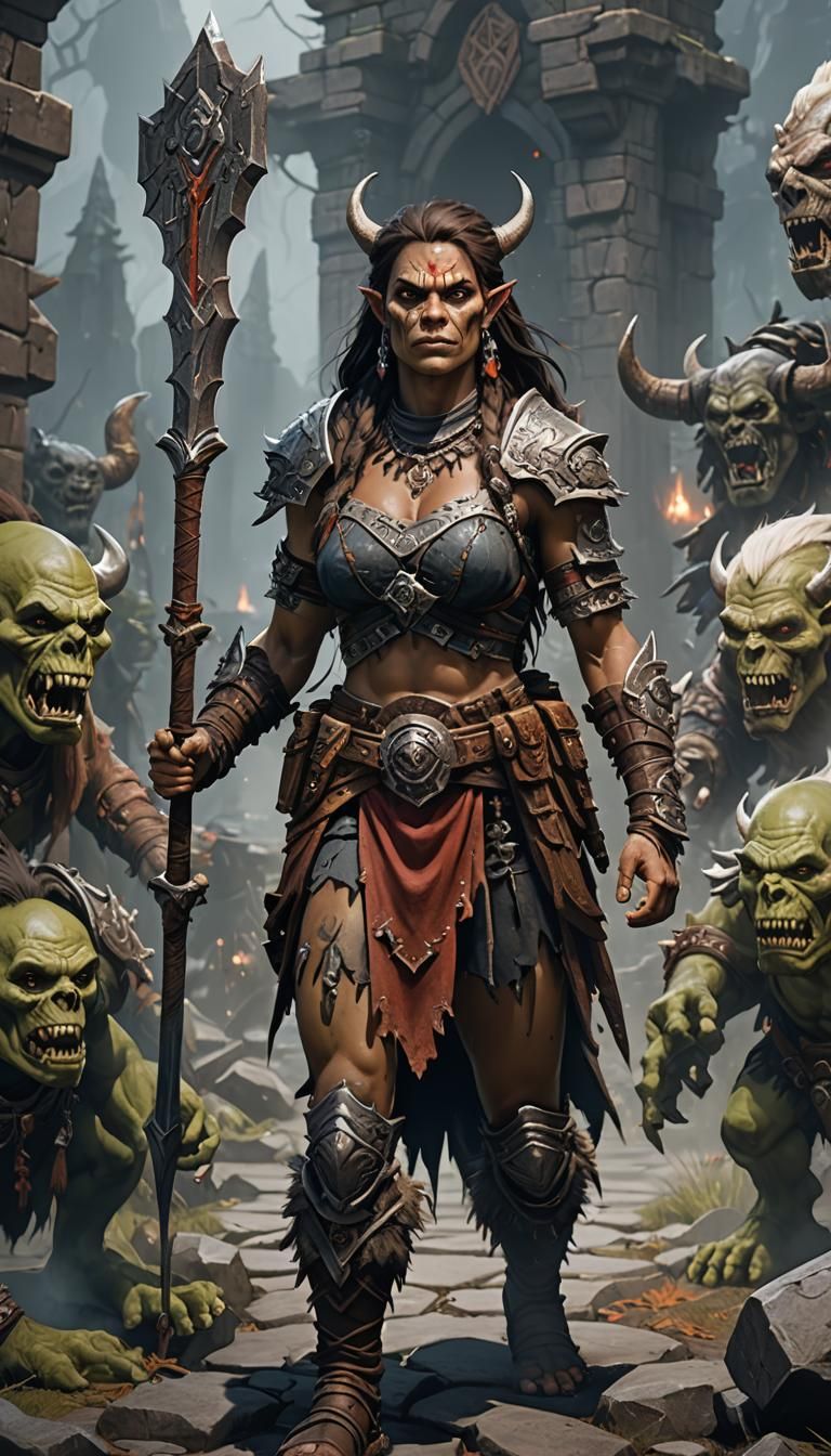 Half-Orc Barbarian Ancestral Guardian with Ghosts