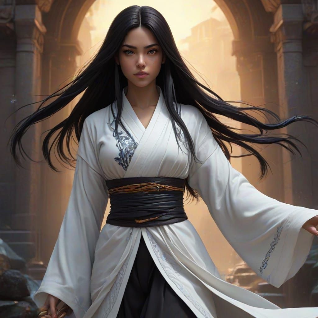 Anime Nun Warrior Radiates Power and Wisdom