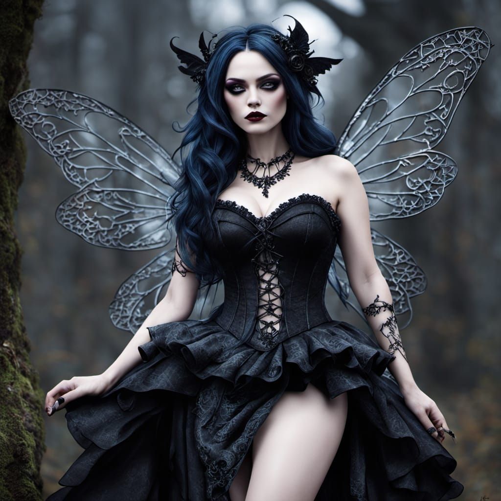 Voluptuous Gothic Fairy in Dark Fantasy Style