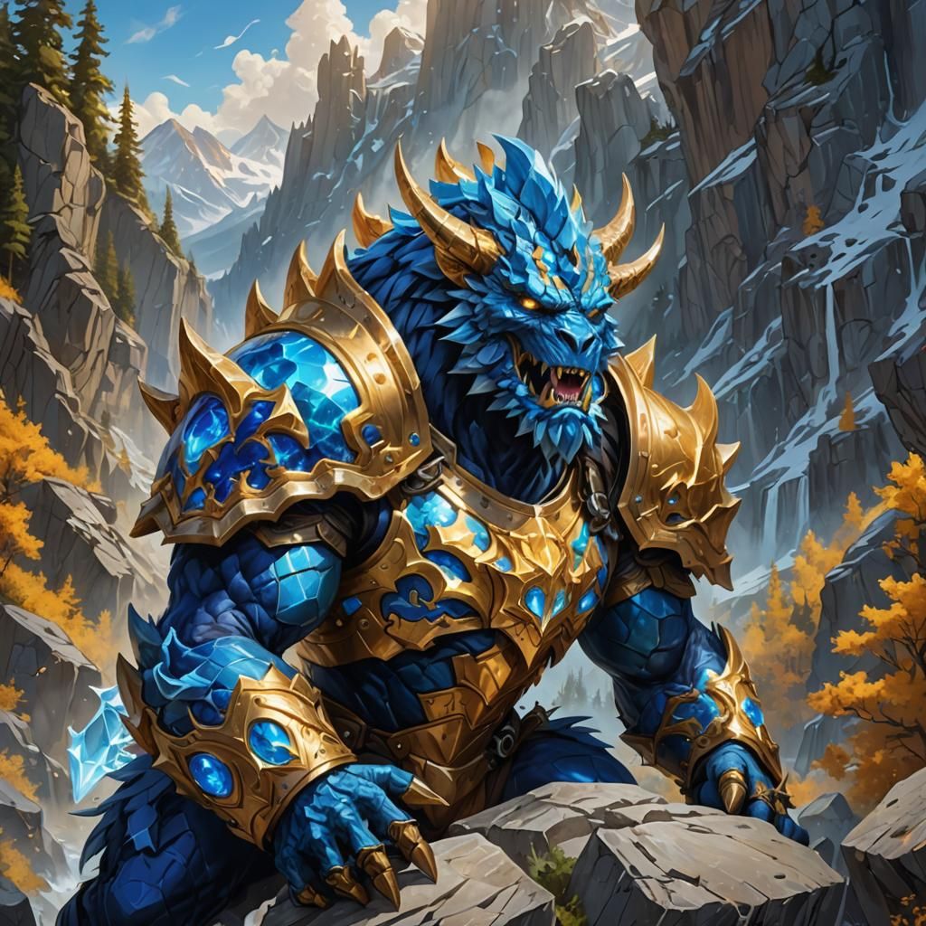 Crystalline Monster Portrait with Energy Gauntlets