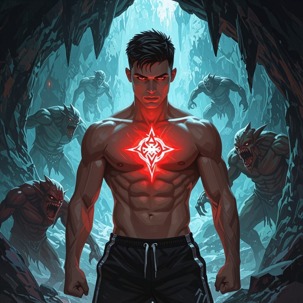 Mystical Cave Battle: Dark Fantasy Art