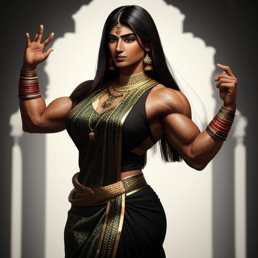 Hyperrealistic Indian Woman with Flowing Hair