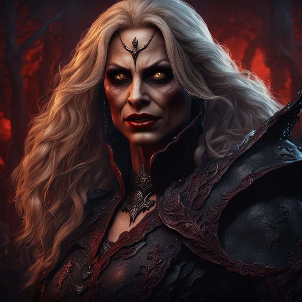 Trish Stratus as a Female Vampire in Detailed Painting