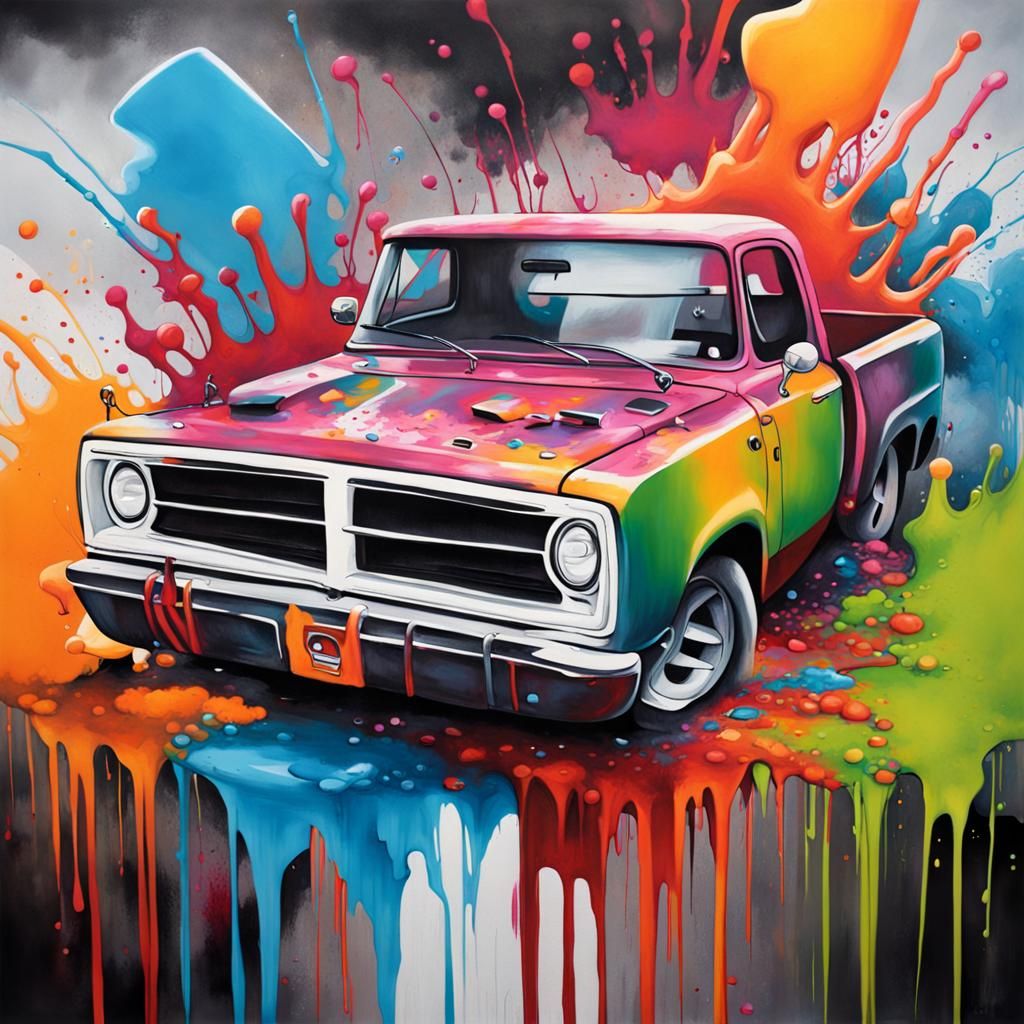 Dodge Car Graffiti Art in Street Style