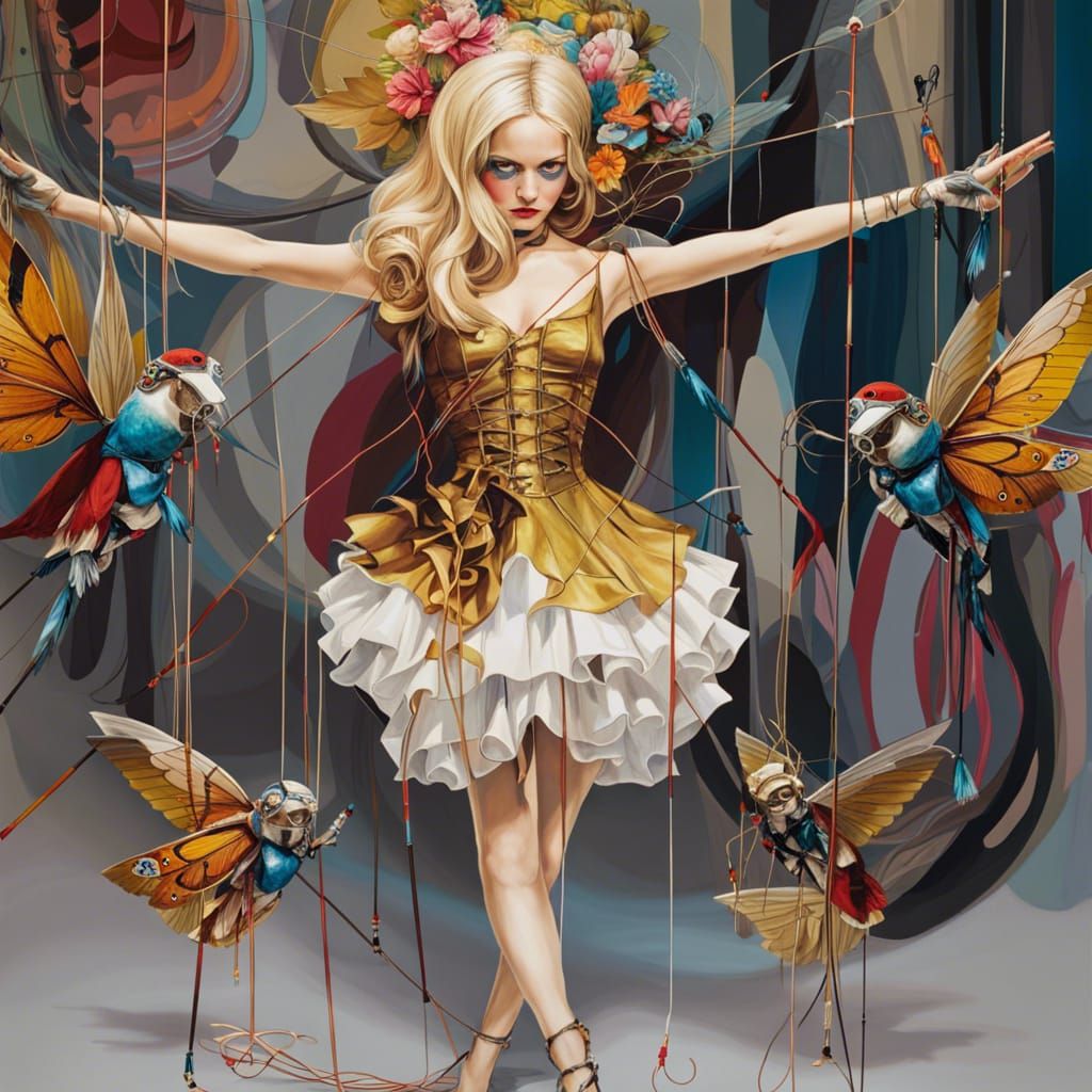 Blonde Fairy Marionette Puppet in Digital Art Style
