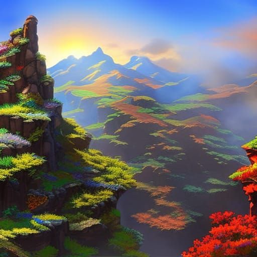 Surreal Salvia Landscape in Hyperrealistic Splash Art