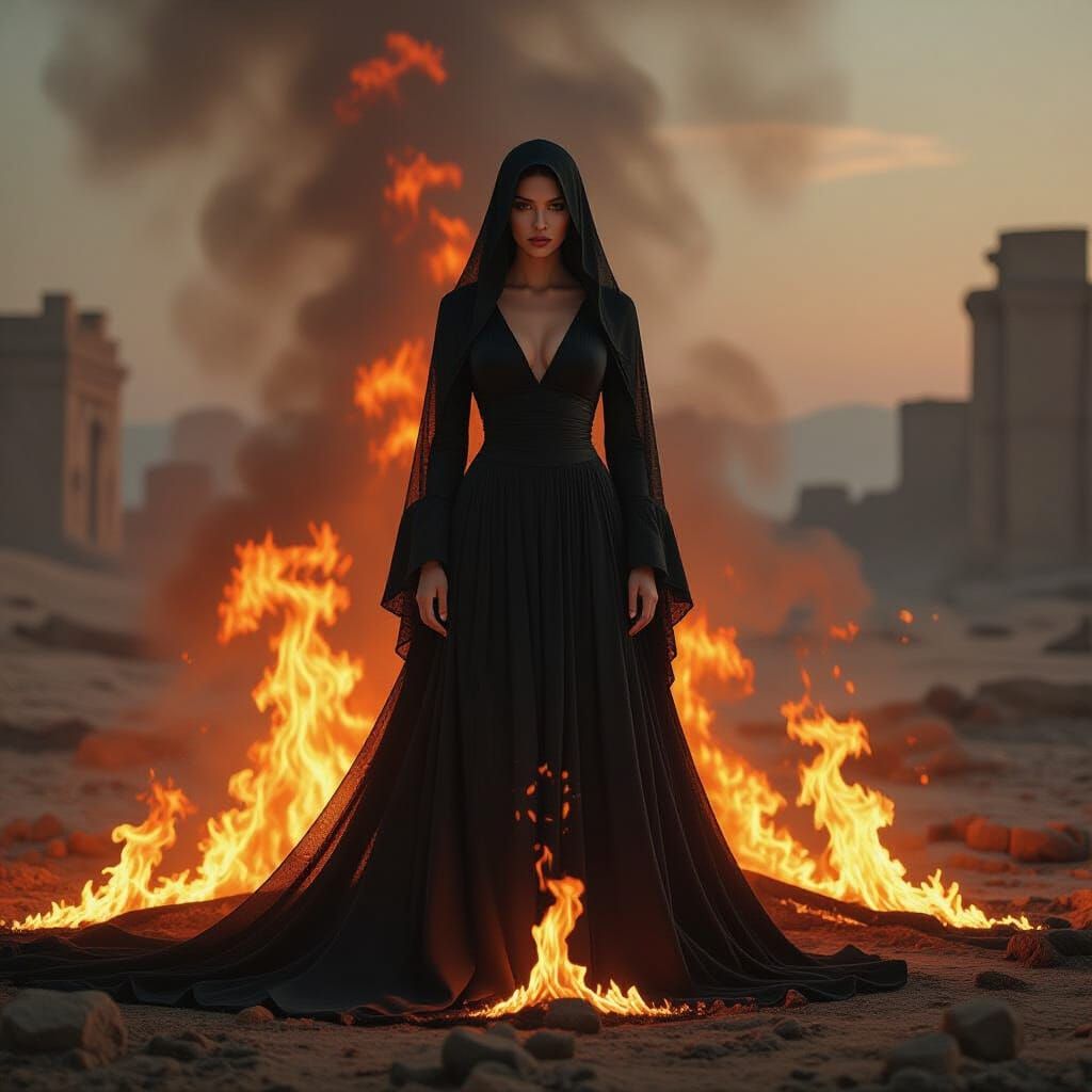 Woman in Flames: A Surreal Biomechanical Vision