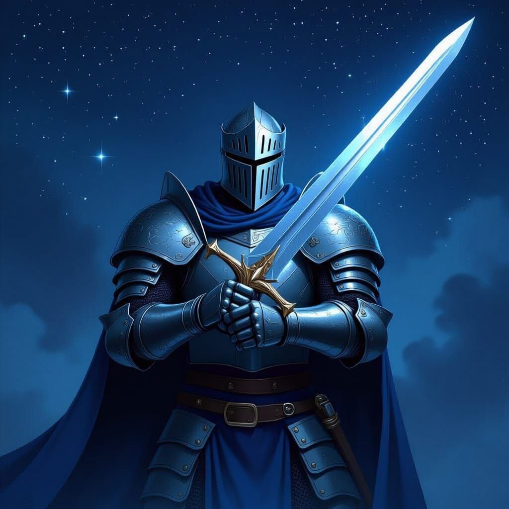 Celestial Knight Wielding Starry Sword